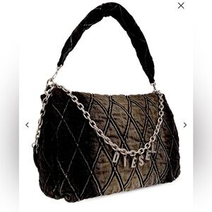 Diesel Black Quilted denim Bag Charm-D M